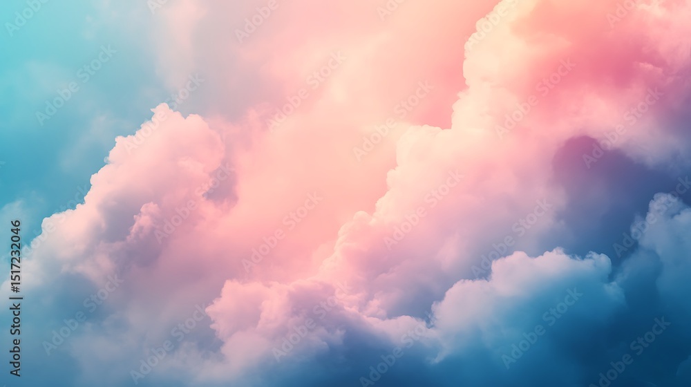 Fototapeta premium Dreamy Clouds in Pastel Sky Abstract Background