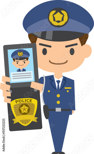 警察手帳を見せる警察官のイメージイラスト
