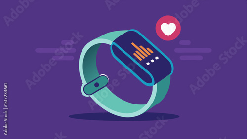 Health Monitoring Wristband A sleek braceletlike device that continuously monitors heart rate and activity levels displayed on a users wrist with realtime health data projected