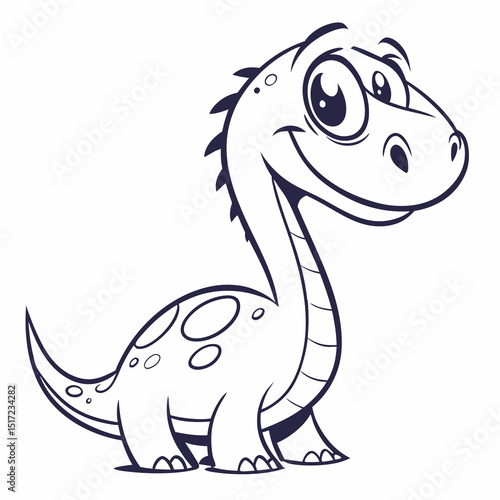 Adorable Cartoon Dinosaur Illustration with Big Eyes and a Friendly Smile