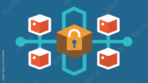 Data Integrity Lock A lock symbol overlaid on a supply chain illustration signifying how blockchain ensures the integrity and authenticity of product information throughout its