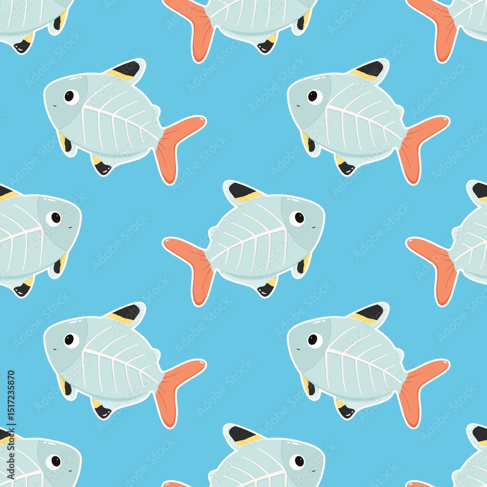 X-ray Fish cartoon seamless repeating pattern X-ray Fish cartoon seamless repeating pattern