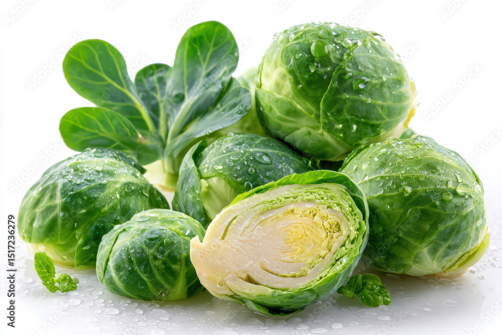 Fototapeta premium Brussels sprouts on white background