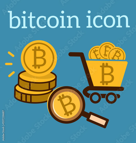 Gold coin with Bitcoin sign. Cryptocurrency symbol. Financial goods. Bitcoin flat design Bitcoin Market Analysis isolated background