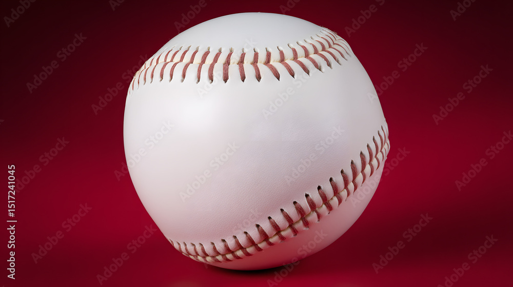 New baseball on red rubber texture with crisp stitching details, showcasing precision and quality craftsmanship. New baseball on red rubber texture with crisp stitching details, showcasing precision and quality craftsmanship.