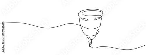 Continuous line, sanitary cup, menstrual cup line art vector Edit Stroke.