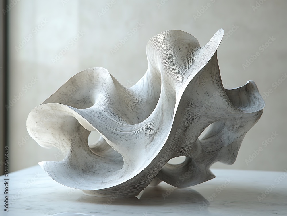Fototapeta premium Sculpted Fluidity: A Flowing Form in Marble-Like Material with Smooth Edges