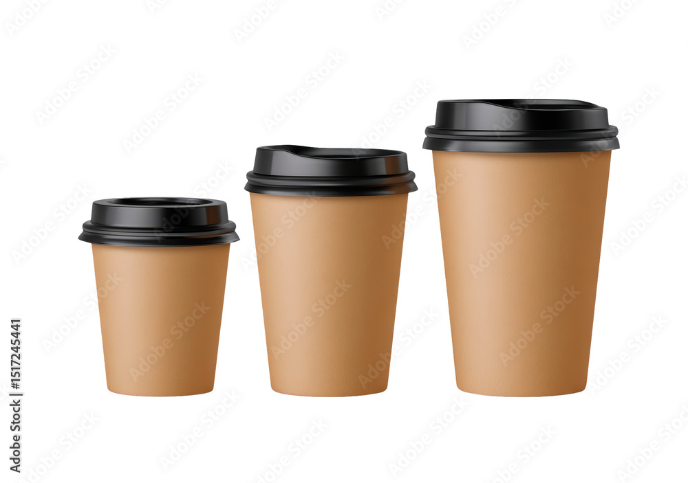 Different sizes of disposable coffee cups Different sizes of disposable coffee cups