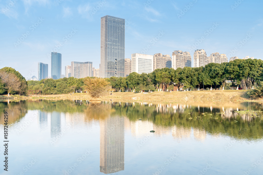 Obraz premium Lakeside modern office building in China