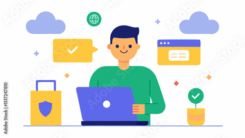 Crypto Security A user with a laptop and a secondfactor authentication device in hand ensuring secure access to their digital currency wallet.