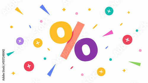 Confetti Burst A celebratory explosion of variously sized percentage signs tered across the canvas like confetti embellished with sparkles and bright colors for a fun atmosphere.