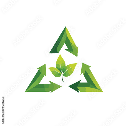  Leaf Formed as a Recycle Symbol
