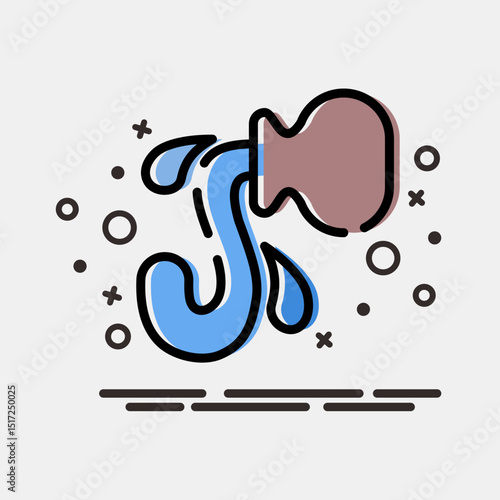 Icon aquarius the water bearer. Zodiac horoscope elements. Icon in MBE style.
