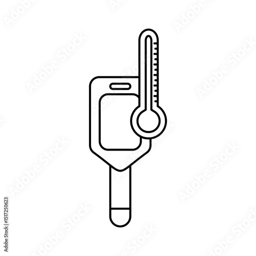 Infrared Thermometer Icon - Digital Temperature Sensor Line Art