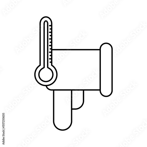 Infrared Gun Thermometer Icon - Contactless Temperature Scanner Line Art