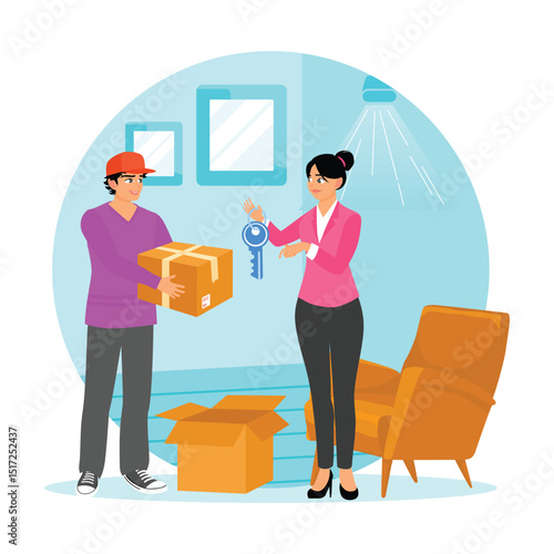 Property Owner Gives Keys to Clients Buying or Renting New Homes.