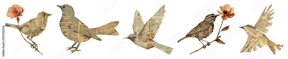 Fototapeta premium PNG Ephemera paper bird flying art architecture creativity, transparent background
