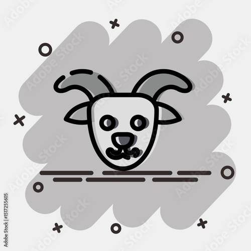 Icon capricorn the goat. Zodiac horoscope elements. Icon in comic style.