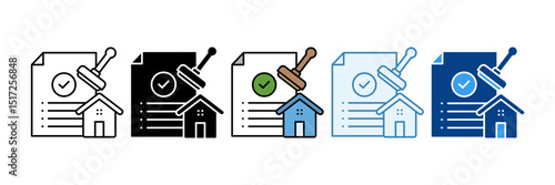 Building Permit  Icon Set Multiple Style Collection