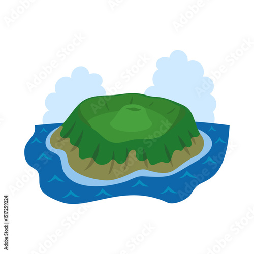 青ヶ島。フラットなベクターイラスト。
Aogashima. Flat vector illustration.