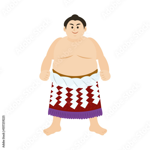 相撲力士（横綱）。フラットなベクターイラスト。
Grand champion sumo wrestler. Flat vector illustration.