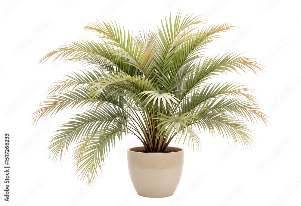 Obraz premium Potted Palm Plant in Beige Pot