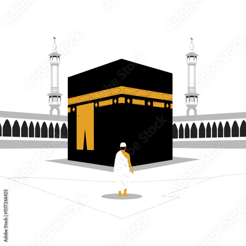 Mecca Kaaba Pilgrimage: Holy Site Illustration