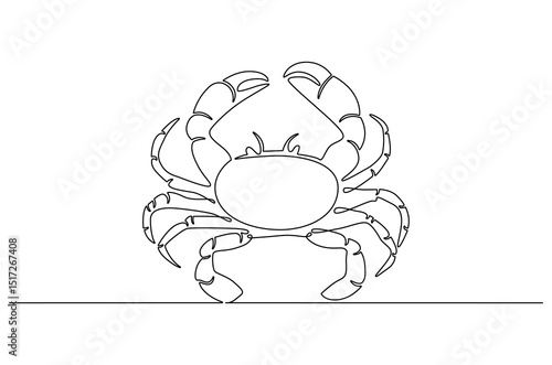 Continuous one line drawing of Sea crab. Single line drawing illustration of Red crab. Seafood dish concept vector art. Doodle line illustration.