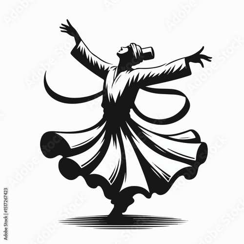 sufi dance cartoon vector illustration