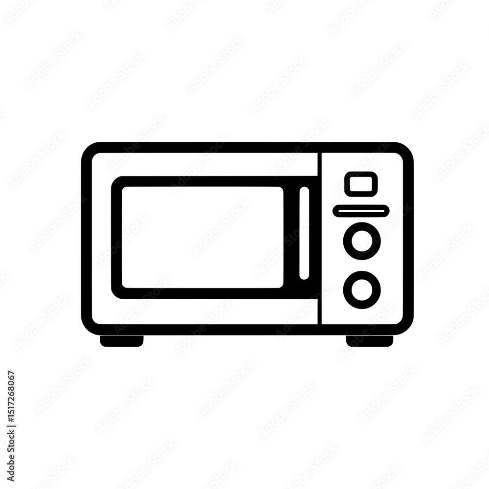 Electronic Microwave Icon with Buttons Representing Household Cooking Appliance for Heating Food Electronic Microwave Icon with Buttons Representing Household Cooking Appliance for Heating Food