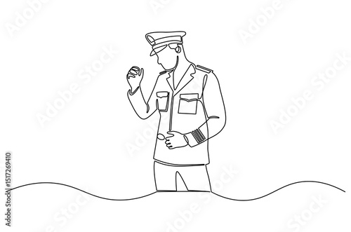 Continuous one line drawing of Sailor man. Single line drawing illustration of Seafarers. Day of the seafarer concept vector art. Doodle line illustration.