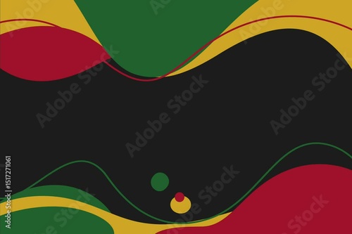 Abstract Kwanzaa Colors Background with Wavy Lines and Circles for Video Presentation