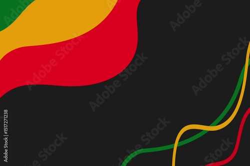 Abstract Pan-African Flag Inspired Motion Graphics Background with Flowing Curves