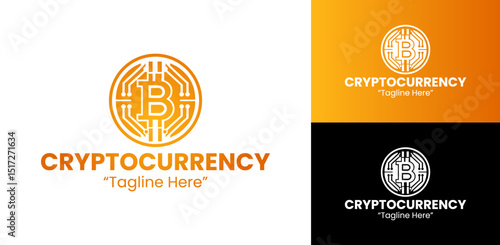 Dynamic Yellow-Orange Gradient Bitcoin Logo with Network Element for Cryptocurrency Solutions
