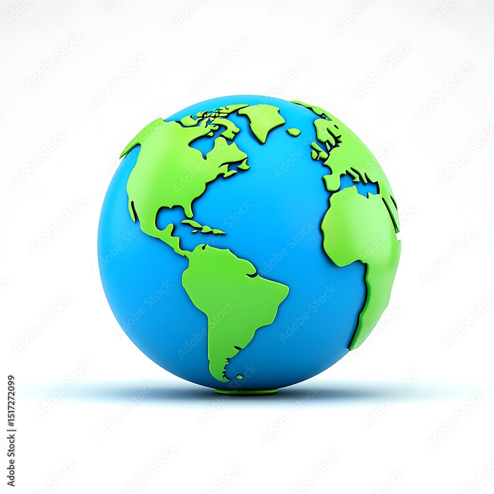 Fototapeta premium Globe showing continents isolated on white background