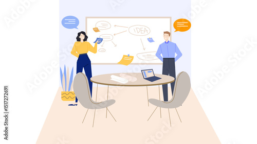 Perfect for business presentations, training materials, or educational content. Two individuals are shown in a meeting room setting.