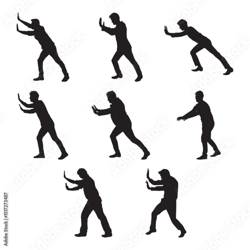 man pushing silhouette set