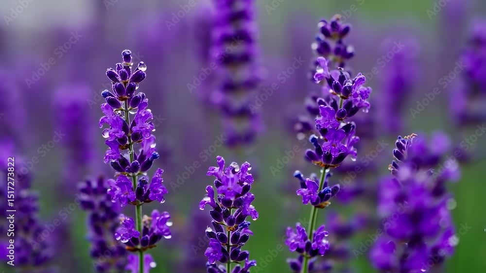 Raindrops falling on beautiful lavender flower Raindrops falling on beautiful lavender flower