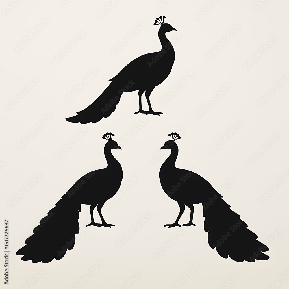 Fototapeta premium Majestic Peacock Silhouettes