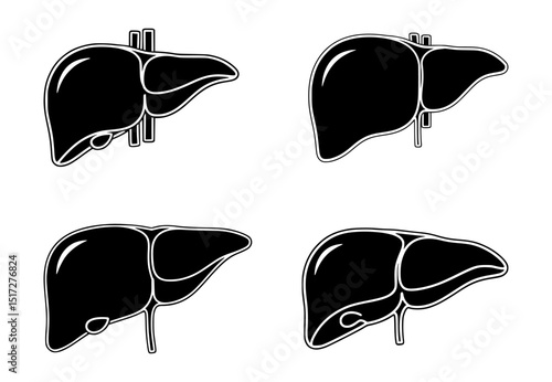 human liver silhouette set, isolated background