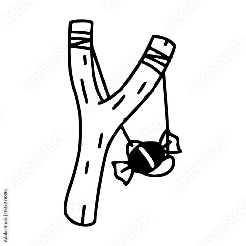hand-drawn slingshot and sweet