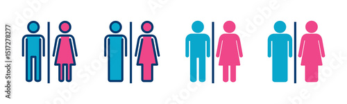 Toilet icon vector isolated on white background. Toilet sign. Man and woman restroom sign vector. Male and female icon
