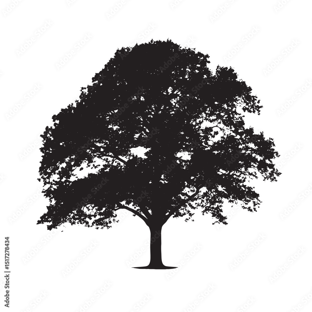 Fototapeta premium Giant Oak Tree Silhouette Art