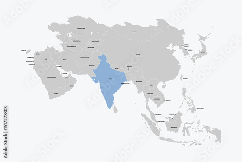 India vector map, Asia map Silhouette isolated on white background. for website layouts, background,education,travel worldwide, map silhouette and earth geography
