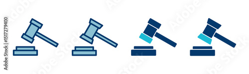 Gavel icon vector isolated on white background. Hammer icon vector. Judge Gavel Auction Icon Vector. Bid