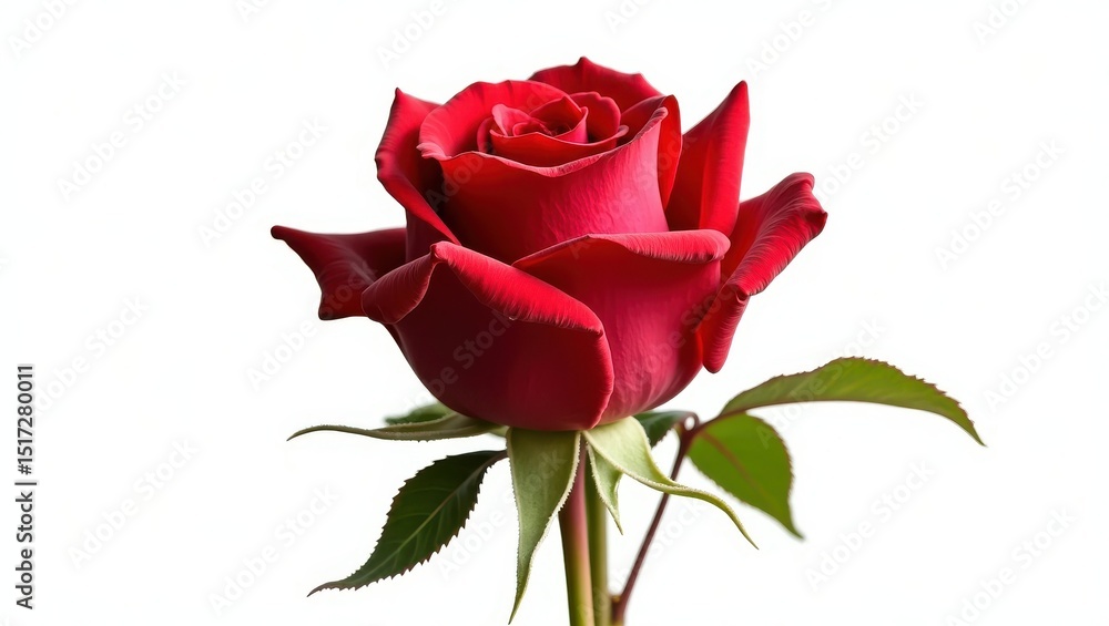 Naklejka premium A Single Red Rose Blooming Brightly in Gentle Light