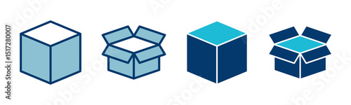 Box icon vector isolated on white background. Cardboard box, packaging open. Box vector icon