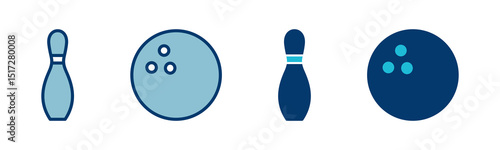 Bowling game Pin Icon vector isolated on white background. Bowling icon, ball and pin