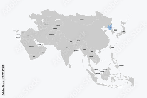 North Korea vector map, Asia map Silhouette isolated on white background. for website layouts, background,education,travel worldwide, map silhouette and earth geography