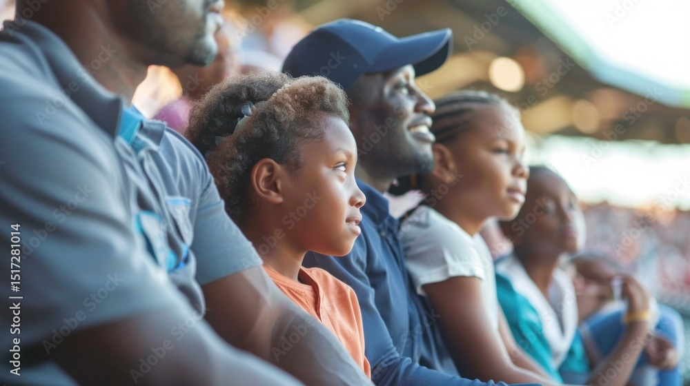 Obraz premium Parents and children watching baseball together